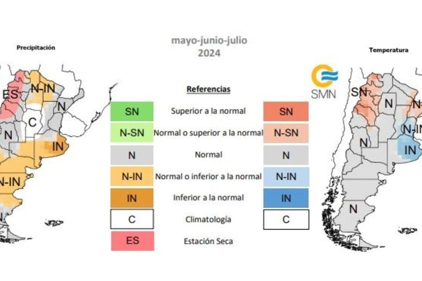 Pronóstico trimestral de lluvias y temperaturas del Servicio Meteorológico Nacional. Foto: Captura digital