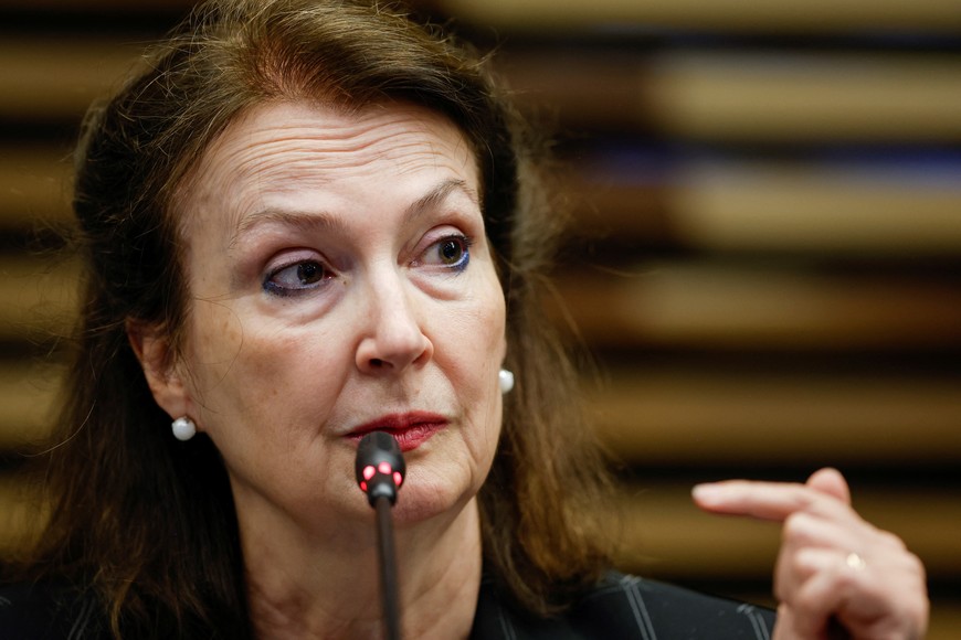 Argentina's Foreign Minister Diana Mondino speaks during a meeting with entrepreneurs at the Federation of Industries of the State of Sao Paulo (FIESP), in Sao Paulo, Brazil April 16, 2024. REUTERS/Amanda Perobelli