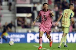 May 4, 2024; Fort Lauderdale, Florida, USA; Inter Miami CF forward Lionel Messi (10) reacts after scoring during the second half against the New York Red Bulls at Chase Stadium. Mandatory Credit: Nathan Ray Seebeck-USA TODAY Sports