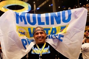 A supporter of presidential candidate Jose Raul Mulino reacts, at the party headquarters, in Panama City, Panama, May 5, 2024. REUTERS/Daniel Becerril