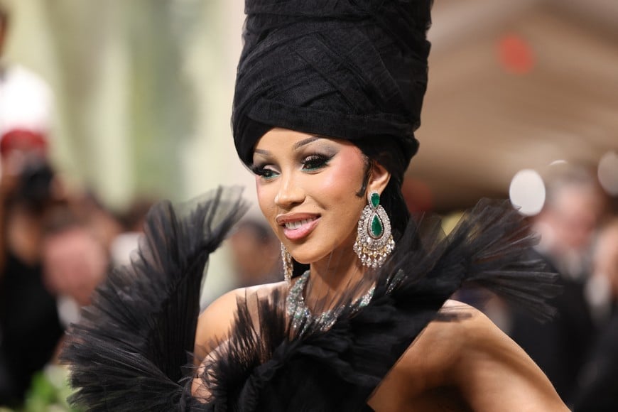 Cardi B poses at the Met Gala, an annual fundraising gala held for the benefit of the Metropolitan Museum of Art's Costume Institute with this year's theme 'Sleeping Beauties: Reawakening Fashion' in New York City, New York, U.S., May 6, 2024. REUTERS/Andrew Kelly