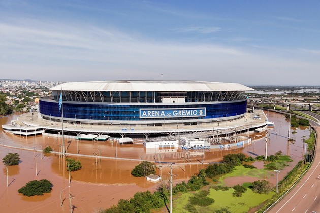 Impactantes imágenes del estadio de Gremio en medio de la inundación en Brasil