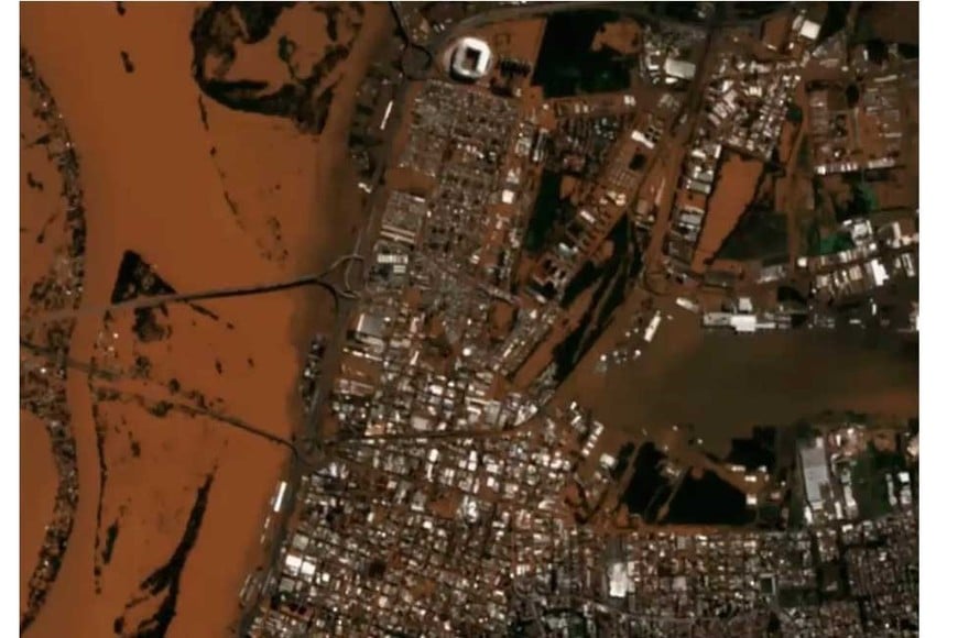 Porto Alegre y el avance del agua. Foto: Gentileza Metsul