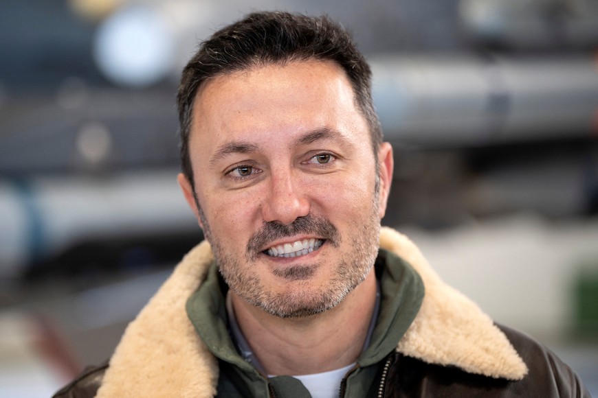 Argentina's Defense Minister Luis Alfonso Petri looks on at a press event at Skrydstrup Airport where he meets with Denmark's Defense Minister Troels Lund Poulsen, in Jutland, Denmark April 16, 2024. Ritzau Scanpix/via REUTERS    ATTENTION EDITORS - THIS IMAGE WAS PROVIDED BY A THIRD PARTY. DENMARK OUT. NO COMMERCIAL OR EDITORIAL SALES IN DENMARK.