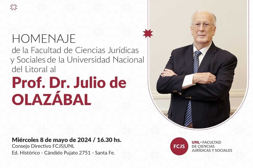 Homenaje al profesor Dr. Julio de Olazabal en la FCJS de la UNL.