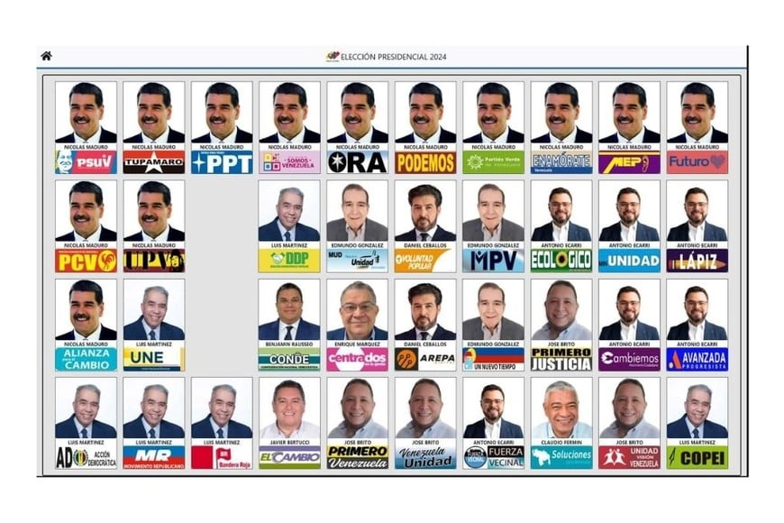 La boleta electoral de este 2024 en Venezuela.