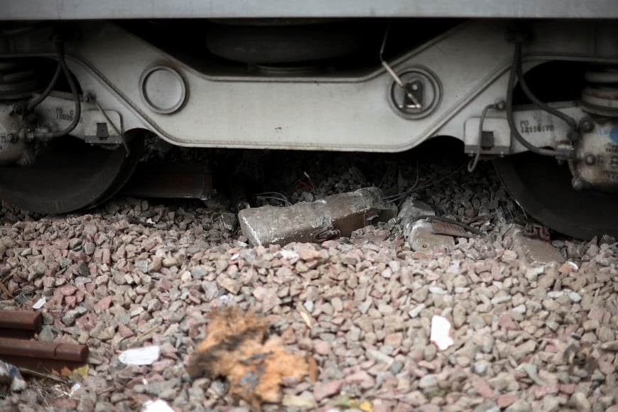 A train stands at the site of a train collision in Buenos Aires, Argentina, May 10, 2024. REUTERS/Agustin Marcarian