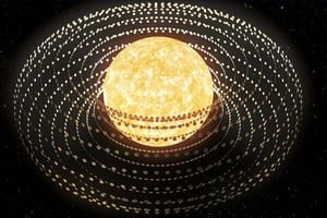 Una esfera de Dyson, una teoría de megaestructura que rodea y extrae energía de una estrella, tiene una variante práctica llamada "enjambre Dyson". Esta consiste en múltiples satélites y hábitats que orbitan densamente alrededor de la estrella.