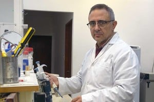 García Effron en el Laboratorio de Micología y Diagnóstico Molecular de la Facultad de Bioquímica, en Ciudad Universitaria. Crédito: Luis Cetraro