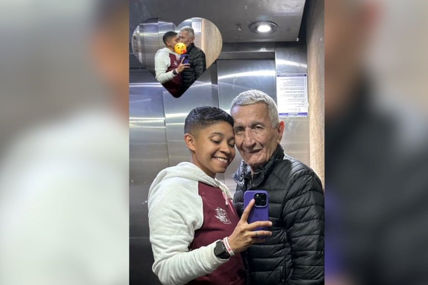 El papá de la Brujita Verón junto a su novia, 50 años menor que él. Créditos:  Instagram @amaroagustina