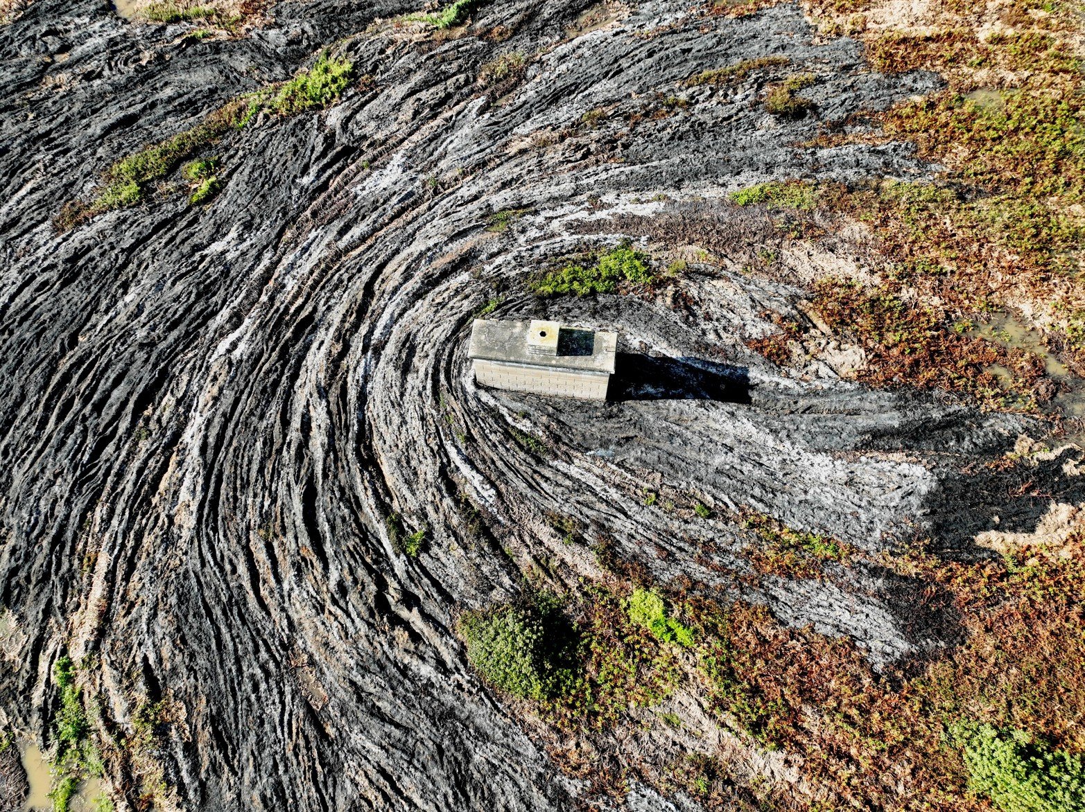 Así quedó el embalsado de la laguna Setúbal tras el incendio de este martes por la noche. Las llamas afectaron prácticamente la mitad de la vegetación acuática que se formó en ese sector.