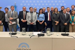 La Red Federal de Intendentes tras la reunión con la Comisión de Transporte de la Cámara de Diputados. Foto: Gentileza