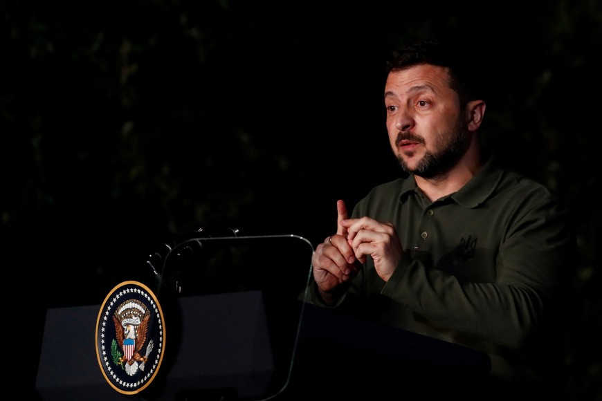 Ukrainian President Volodymyr Zelenskiy attends a press conference alongside U.S. President Joe Biden after a bilateral meeting on the sidelines of the G7 summit, in Fasano, Italy, June 13, 2024. REUTERS/Alessandro Garofalo
