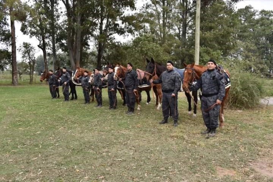 Los equinos estuvieron acompañados de sus jinetes y fueron trasladados a pie firme delante de la formación del citado Cuerpo Caballería.