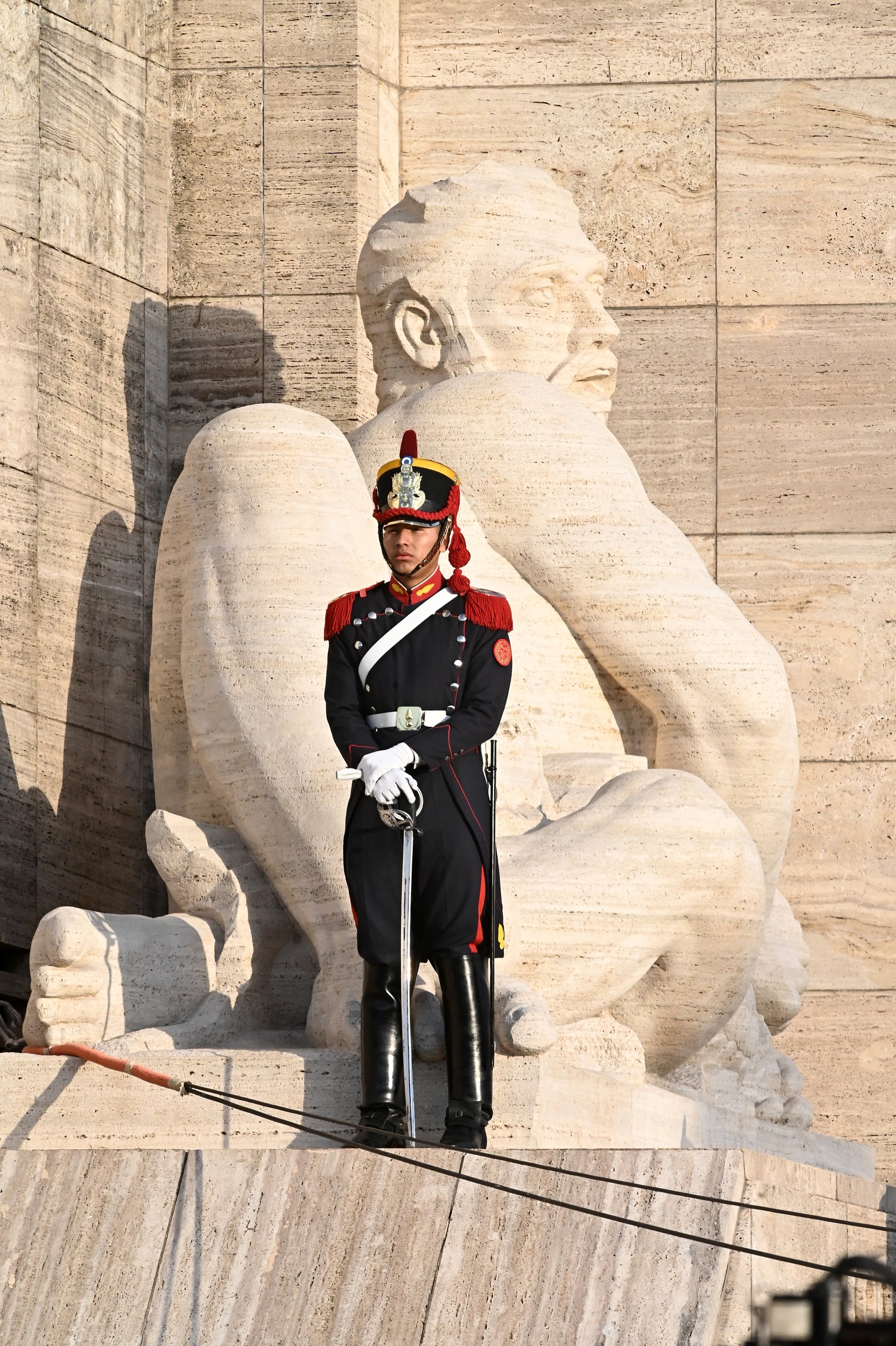 La puesta en escena estuvo a cargo del gobierno nacional. Llamó la atención la ubicación de los granaderos. 