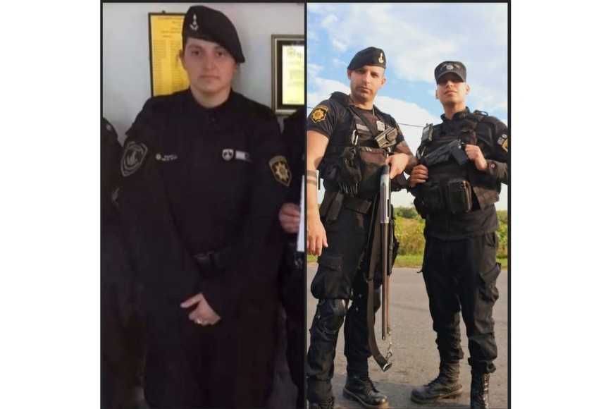 La oficial de policía Yanina Yossen, junto a los suboficiales Rodrigo Barreto y Maximiliano Ludueña.