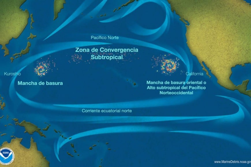 Gráfico con manchas de basura. Crédito: National Geographic.