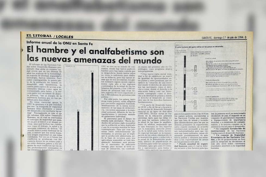Un informe de la ONU presentado en Santa Fe en el '94.