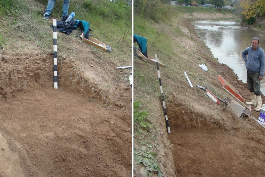 Zona en la que se halló la evidencia a orillas del río Reconquista. Crédito: UNLP