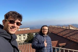 Estanislao Molinas (izquierda) en la Basílica Superga de Torino.