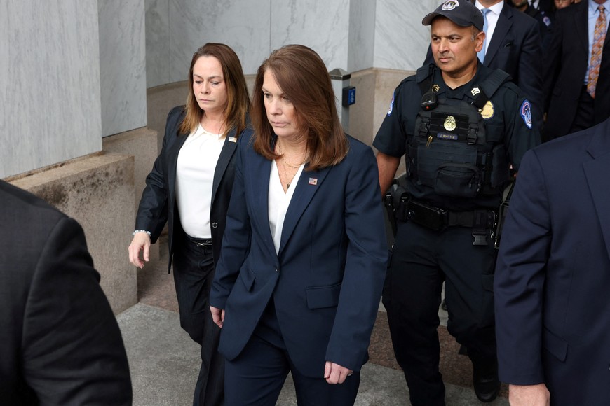 U.S. Secret Service Director Kimberly Cheatle exits after testifying before a House of Representatives Oversight Committee hearing on the security lapses that allowed an attempted assassination of Republican presidential nominee and former U.S. President Donald Trump, on Capitol Hill in Washington, U.S., July 22, 2024. REUTERS/Kevin Mohatt