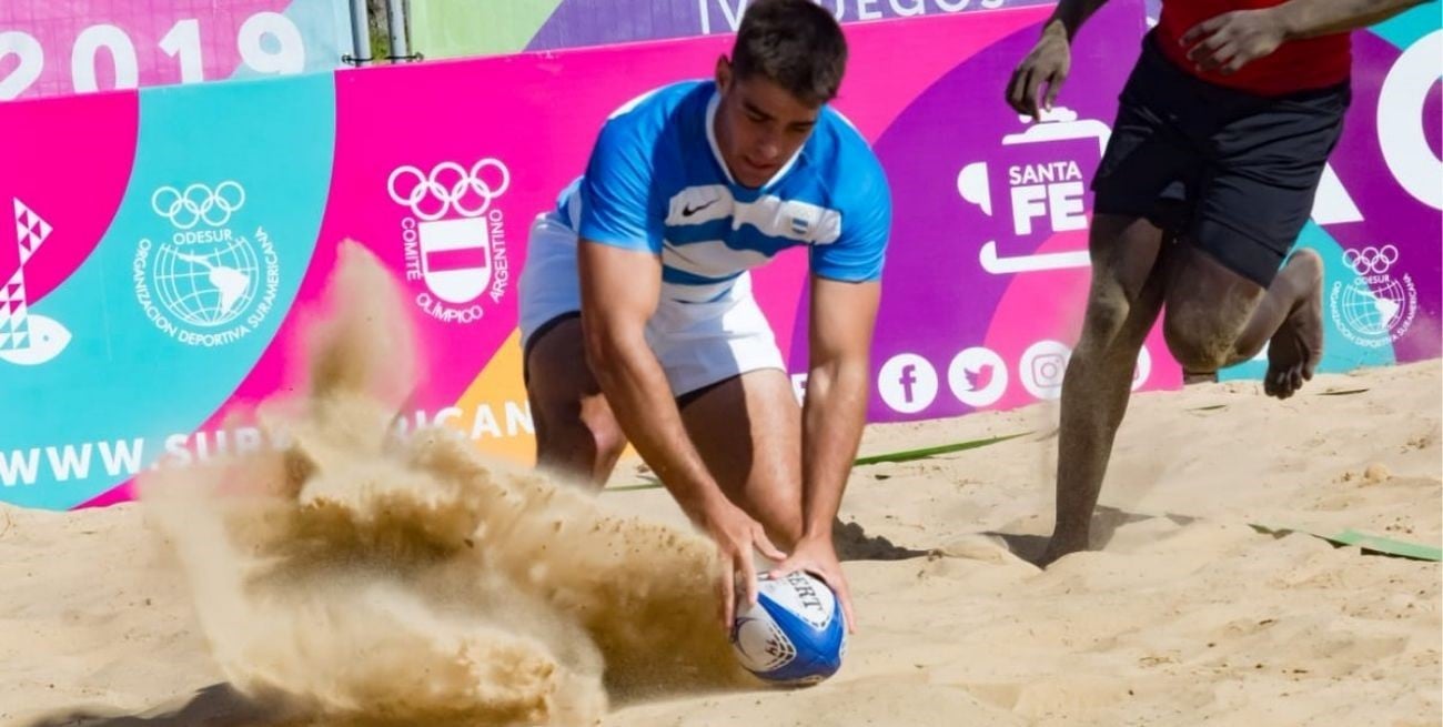 Una de las experiencias que tuvo en su paso por el rugby seven fueron los Juegos Suramericanos de Playa en Rosario.
