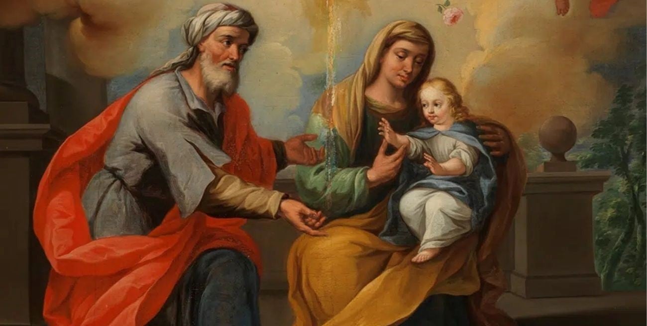 San Joaquín, Santa Ana y la Virgen María retratados en una pintura del Museo del Prado, en España.