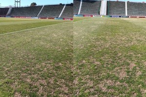 Así está el campo del José María Minella en Mar del Plata donde se juega el partido clave entre Aldosivi y Colón.