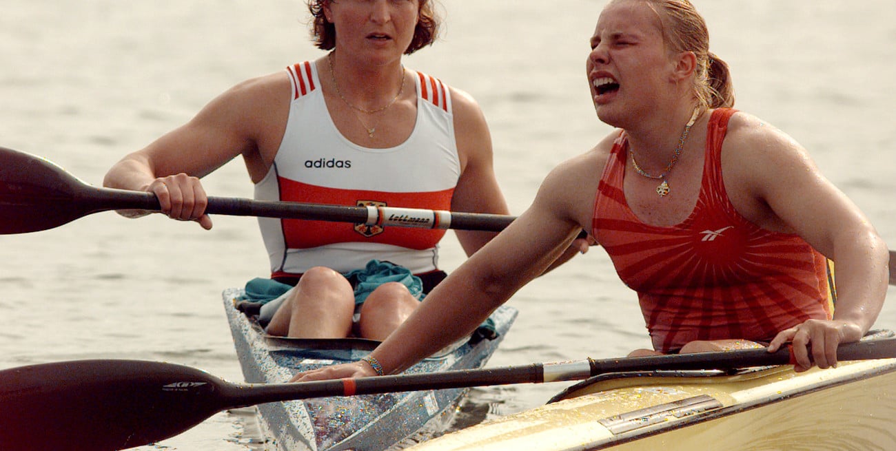 Birgit Fischer junto a Aneta Pastuzka en los Juegos Olímpicos de Atlanta 1996.