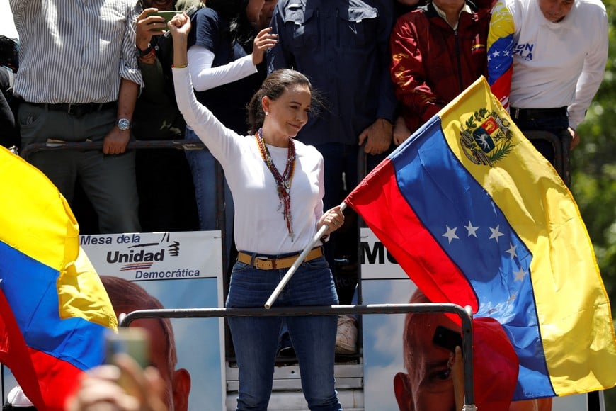 María Corina Machado este sábado en Caracas. Crédito: Fausto Torrealba/Reuters