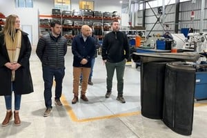 Vicente, Chiarella y Puccini, visitando empresas del Parque Industrial "La Victoria".
Foto: Gentileza