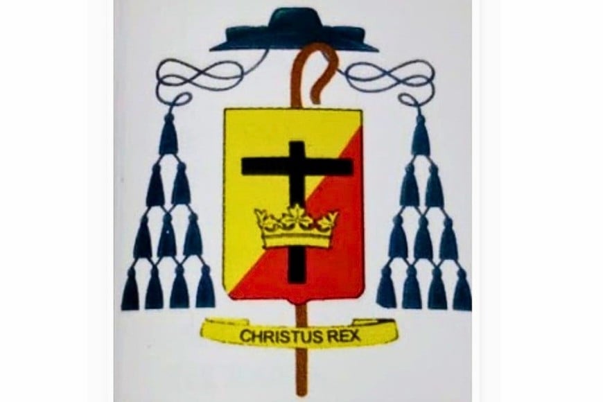 Escudo episcopal elegido por Zazpe, con la inscripción en latín de la expresión "Cristo Rey", su emblema personal.