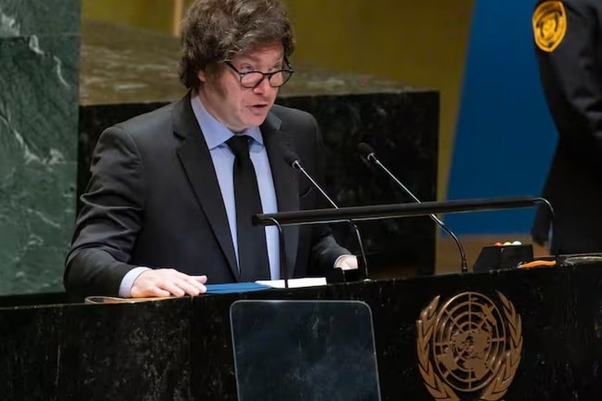 El presidente argentino Javier Milei ante la Asamblea General de la ONU, 24 de septiembre de 2024.