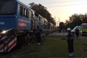 El tren se detuvo a pocos metros del paso ferroviario.