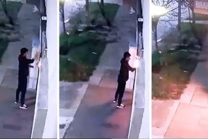 El momento en que el piromaniáco deja un elemento encendido en una casa de familia en Espora 2200.