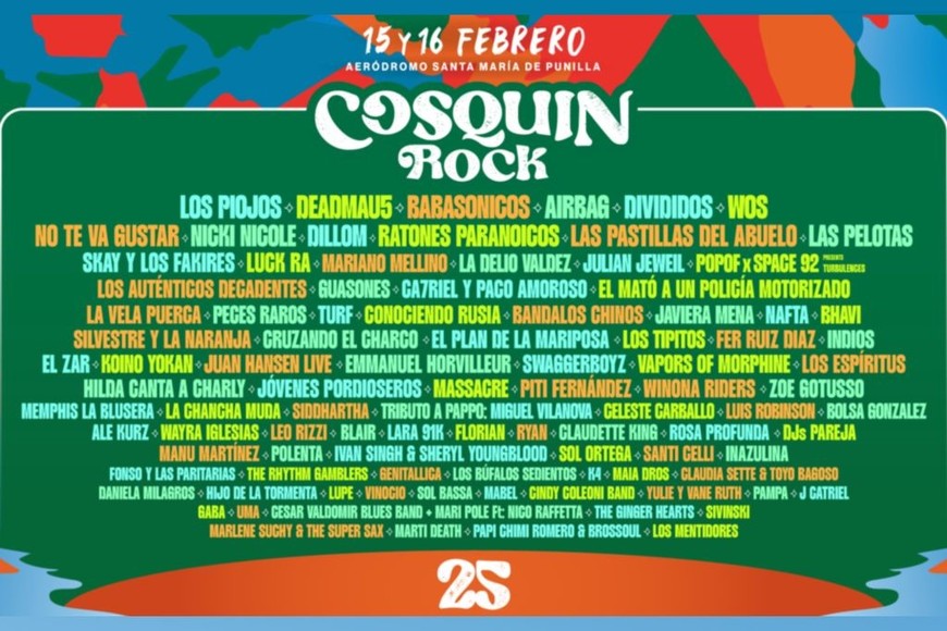 La grilla completa del Cosquín Rock 2024