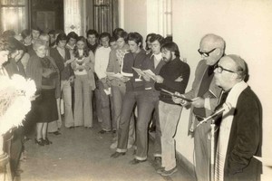 Monseñor Zazpe junto al cura Atilio Rosso en el CMU, en la década del ‘80.

Gentileza.