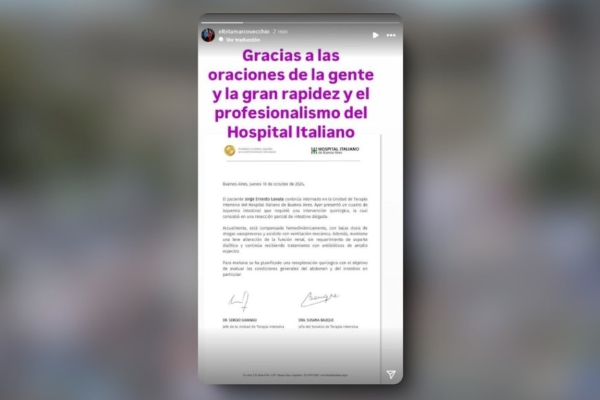 Qué dice el parte médico de Jorge Lanata luego de la operación (Foto: Instagram / elbitamarcovecchio)