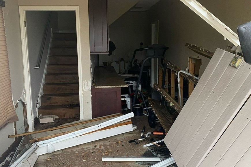 El interior de la vivienda de uno de los familiares de Portigliatti. Es la segunda vez en un mes que un huracán los golpea.
Foto: Gentileza Anthony Portigliatti