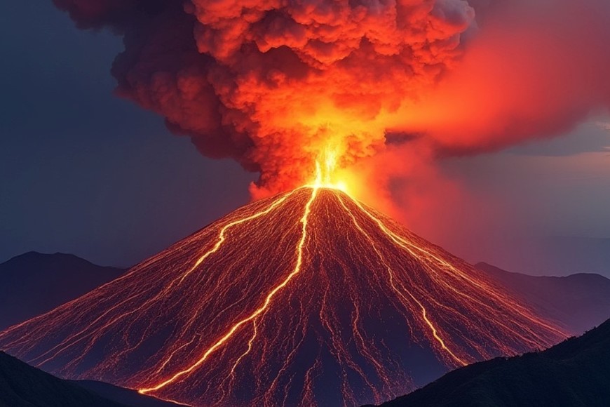 El impactante accionar del volcán Lewotobi. Crédito: Gibran Rakabuming