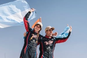 La dupla cordobesa durante la celebración del campeonato.