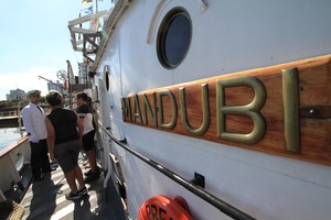 El buque "Mandubí" en su visita a Santa Fe. Foto: El Litoral