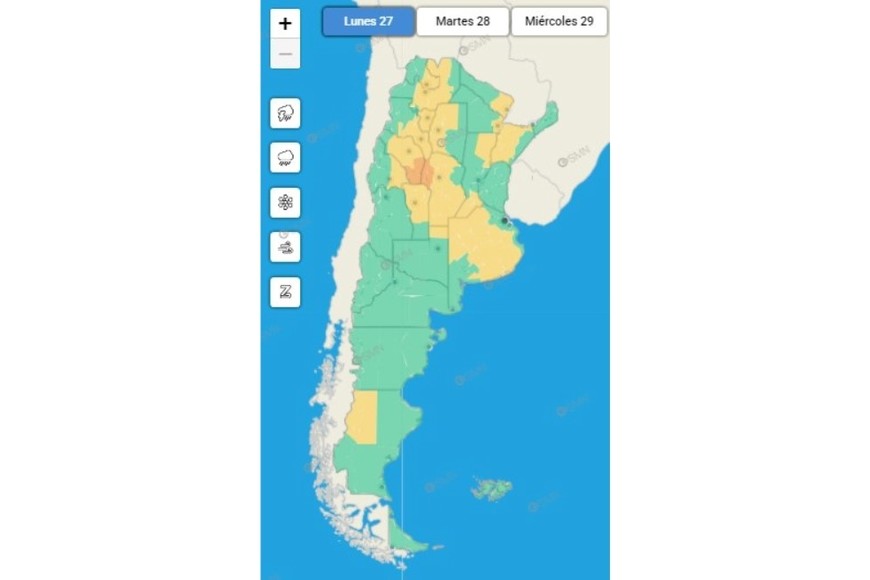 Gráfico de alertas del SMN.