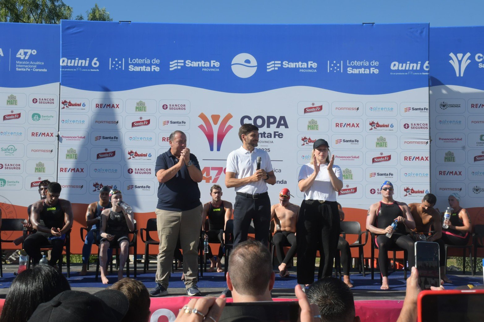 Pullaro, Scaglia y Poletti en la Maratón Santa Fe-Coronda. Foto: Flavio Raina