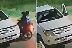 El momento en que los delincuentes roban la camioneta.