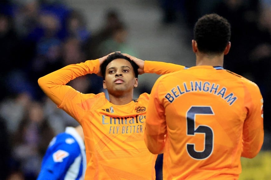 Soccer Football - LaLiga - Espanyol v Real Madrid - RCDE Stadium, Cornella de Llobregat, Spain - February 1, 2025
Real Madrid's Rodrygo looks dejected REUTERS/Nacho Doce