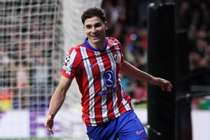 FILE PHOTO: Soccer Football - Champions League - Atletico Madrid v Bayer Leverkusen - Metropolitano, Madrid, Spain - January 21, 2025
Atletico Madrid's Julian Alvarez celebrates scoring their second goal REUTERS/Isabel Infantes/File Photo