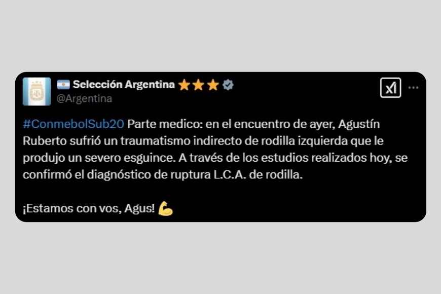 El mensaje oficial de la cuenta de la Selección Argentina.