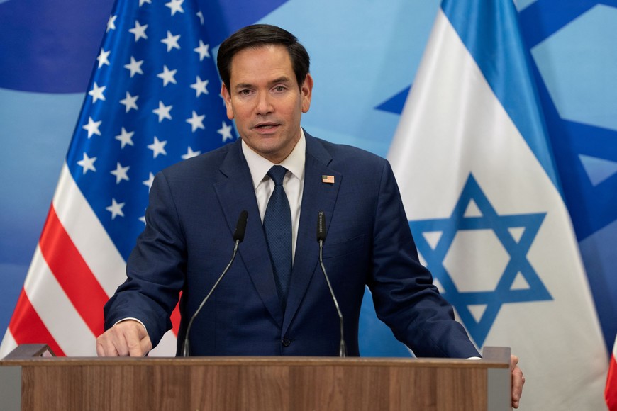 U.S. Secretary of State Marco Rubio attends a joint press conference with Israeli Prime Minister Benjamin Netanyahu at the Prime Minister's office in Jerusalem, February 16, 2025. Ohad Zwigenberg/Pool via REUTERS