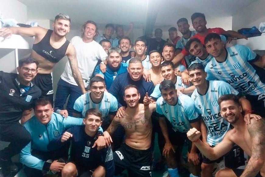 El festejo en el vestuario.